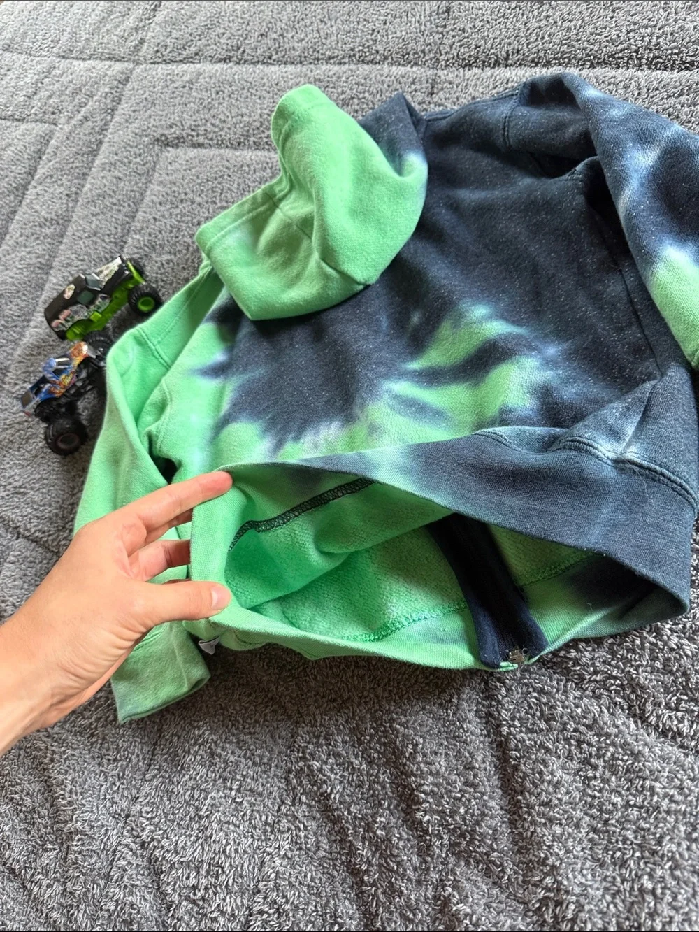 Green & Navy Tie-Dye Zip Hoodie for Kids